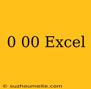 #.##0 00 Excel