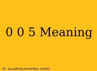 0 0/5 * * * Meaning