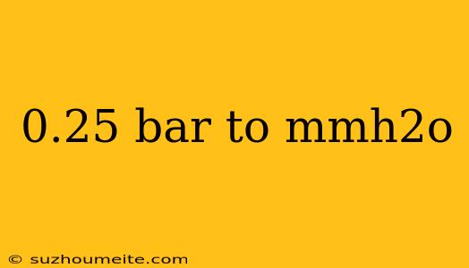 0.25 Bar To Mmh2o