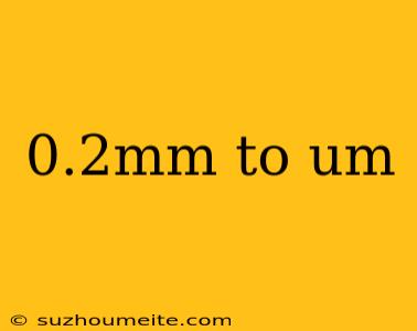 0.2mm To Um