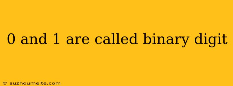 0 And 1 Are Called Binary Digit