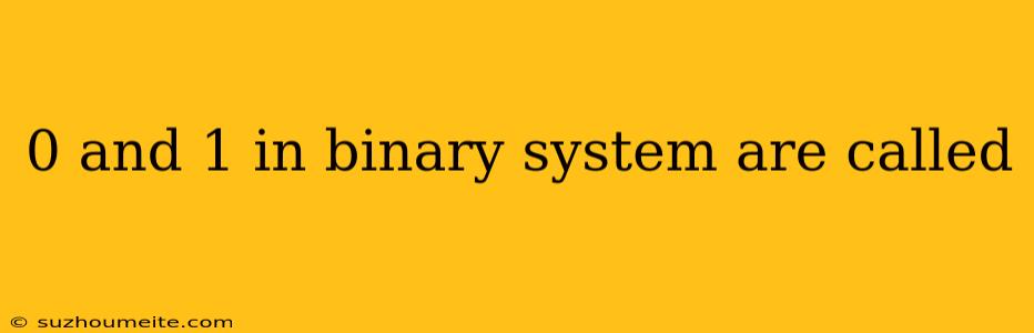 0 And 1 In Binary System Are Called