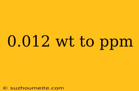 0.012 Wt To Ppm