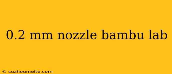 0.2 Mm Nozzle Bambu Lab