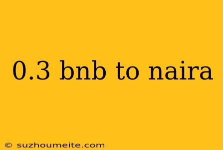 0.3 Bnb To Naira