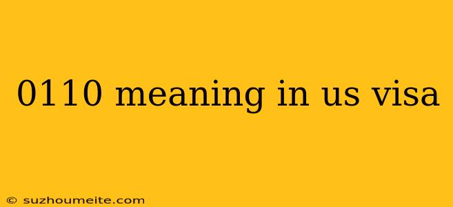 0110 Meaning In Us Visa