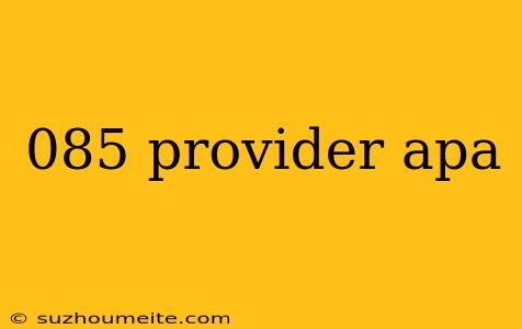 085 Provider Apa