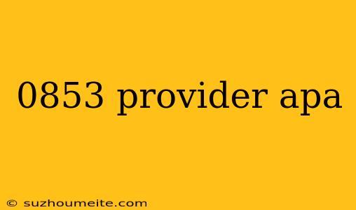 0853 Provider Apa