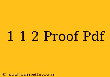 1+1=2 Proof Pdf