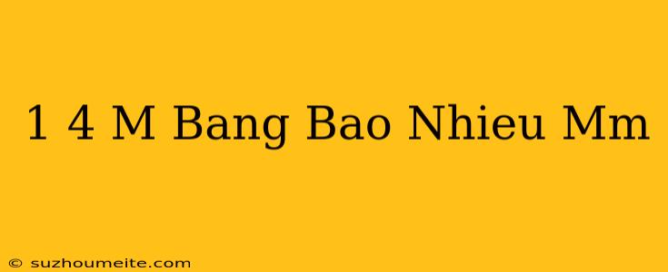 1/4 M Bằng Bao Nhiêu Mm