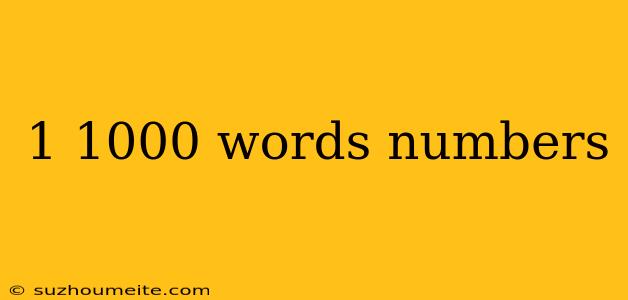 1 1000 Words Numbers