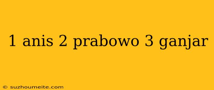 1 Anis 2 Prabowo 3 Ganjar