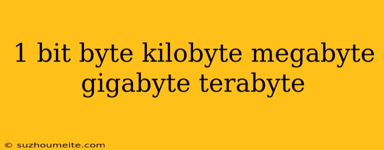 1 Bit Byte Kilobyte Megabyte Gigabyte Terabyte