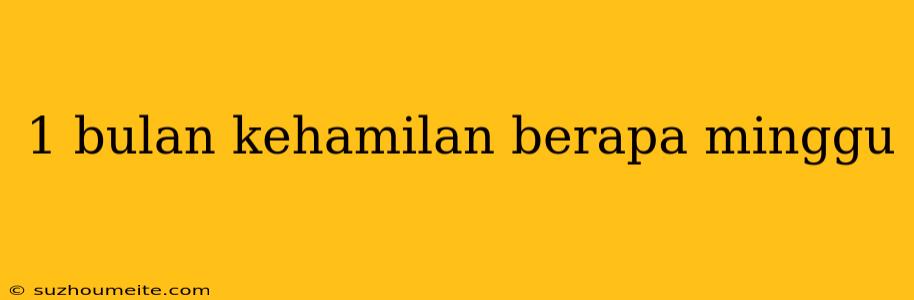 1 Bulan Kehamilan Berapa Minggu