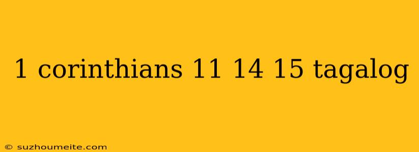 1 Corinthians 11 14 15 Tagalog