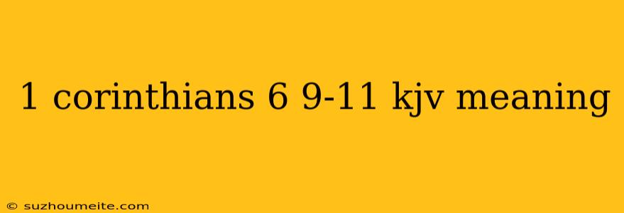 1 Corinthians 6 9-11 Kjv Meaning