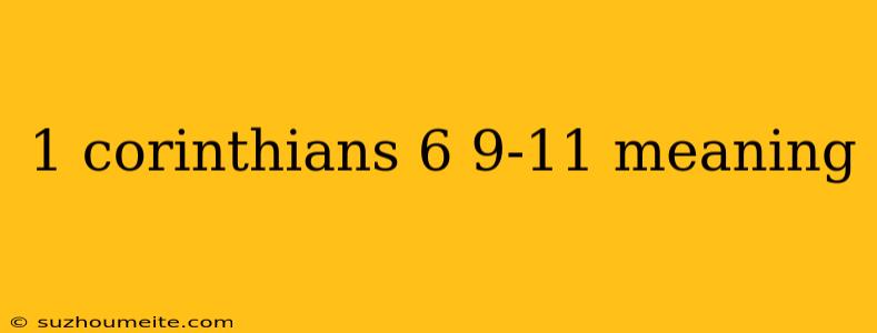 1 Corinthians 6 9-11 Meaning