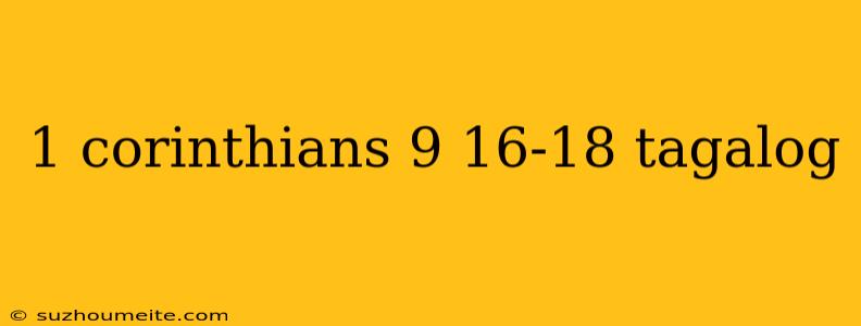 1 Corinthians 9 16-18 Tagalog