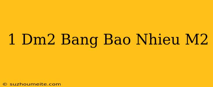 1 Dm2 Bằng Bao Nhiêu M2