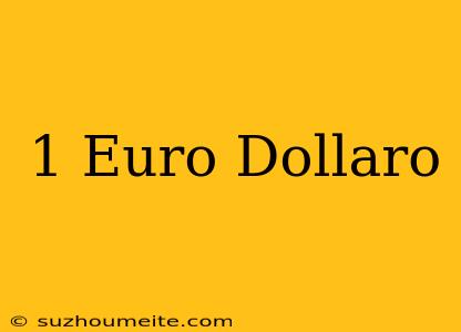 1 Euro / Dollaro