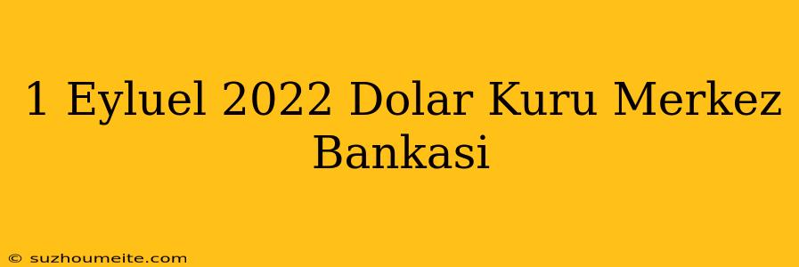 1 Eylül 2022 Dolar Kuru Merkez Bankası