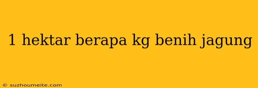 1 Hektar Berapa Kg Benih Jagung