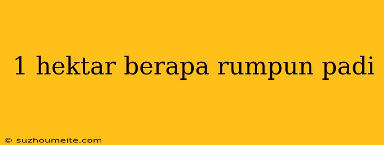 1 Hektar Berapa Rumpun Padi