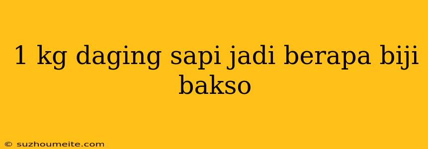 1 Kg Daging Sapi Jadi Berapa Biji Bakso