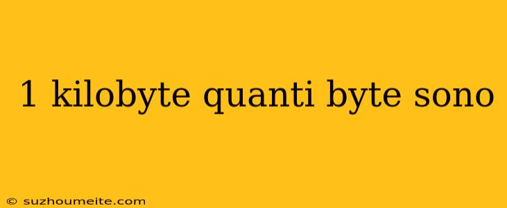 1 Kilobyte Quanti Byte Sono