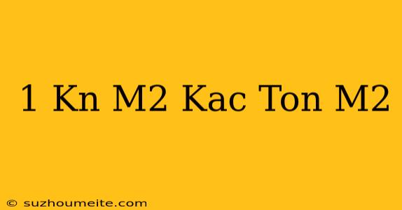 1 Kn/m2 Kaç Ton/m2