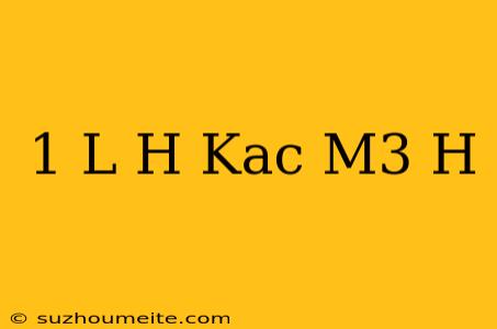 1 L/h Kaç M3/h