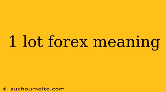 1 Lot Forex Meaning