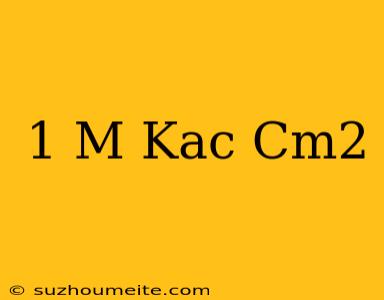 1 M Kaç Cm2