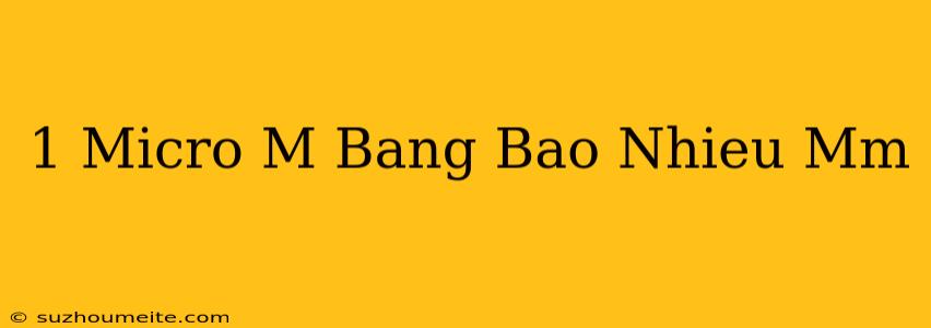 1 Micro M Bằng Bao Nhiêu Mm