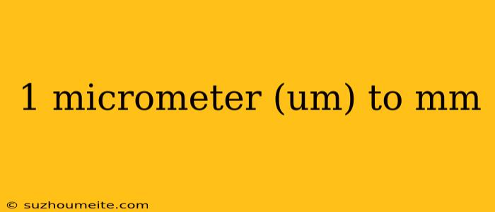 1 Micrometer (um) To Mm