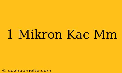 1 Mikron Kaç Mm