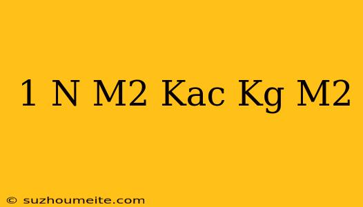 1 N/m2 Kaç Kg/m2