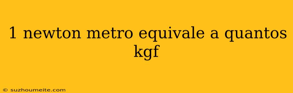 1 Newton Metro Equivale A Quantos Kgf