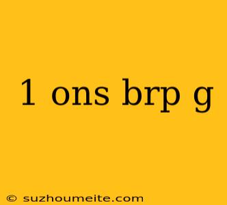 1 Ons Brp G