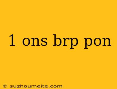 1 Ons Brp Pon