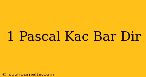 1 Pascal Kaç Bar Dır