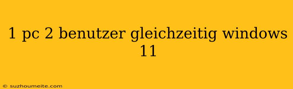 1 Pc 2 Benutzer Gleichzeitig Windows 11