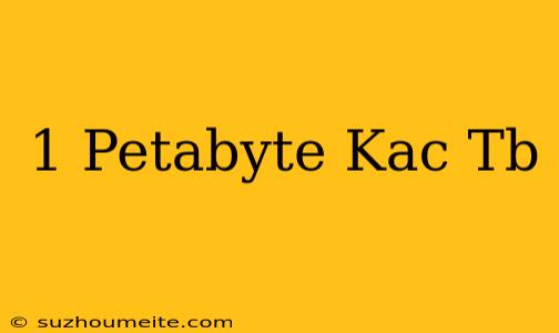 1 Petabyte Kaç Tb