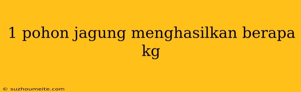 1 Pohon Jagung Menghasilkan Berapa Kg