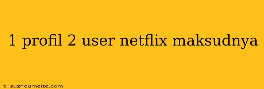 1 Profil 2 User Netflix Maksudnya