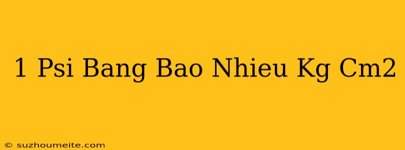 1 Psi Bằng Bao Nhiêu Kg/cm2