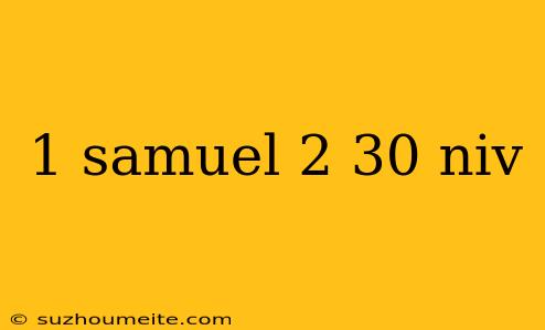 1 Samuel 2 30 Niv