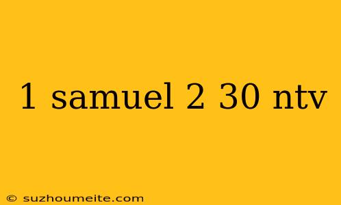 1 Samuel 2 30 Ntv