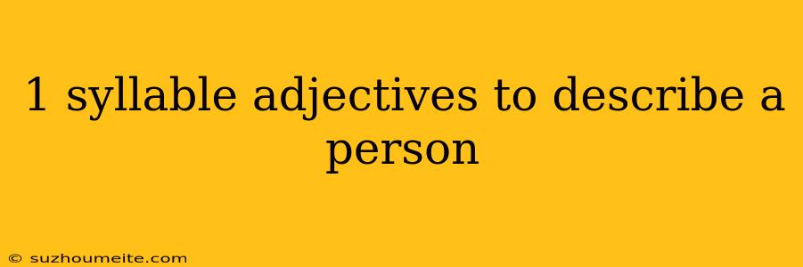 1 Syllable Adjectives To Describe A Person