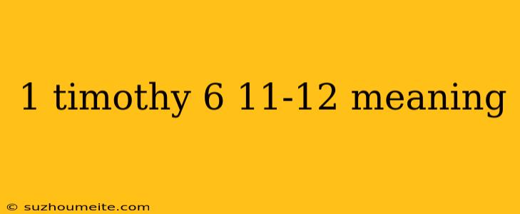 1 Timothy 6 11-12 Meaning